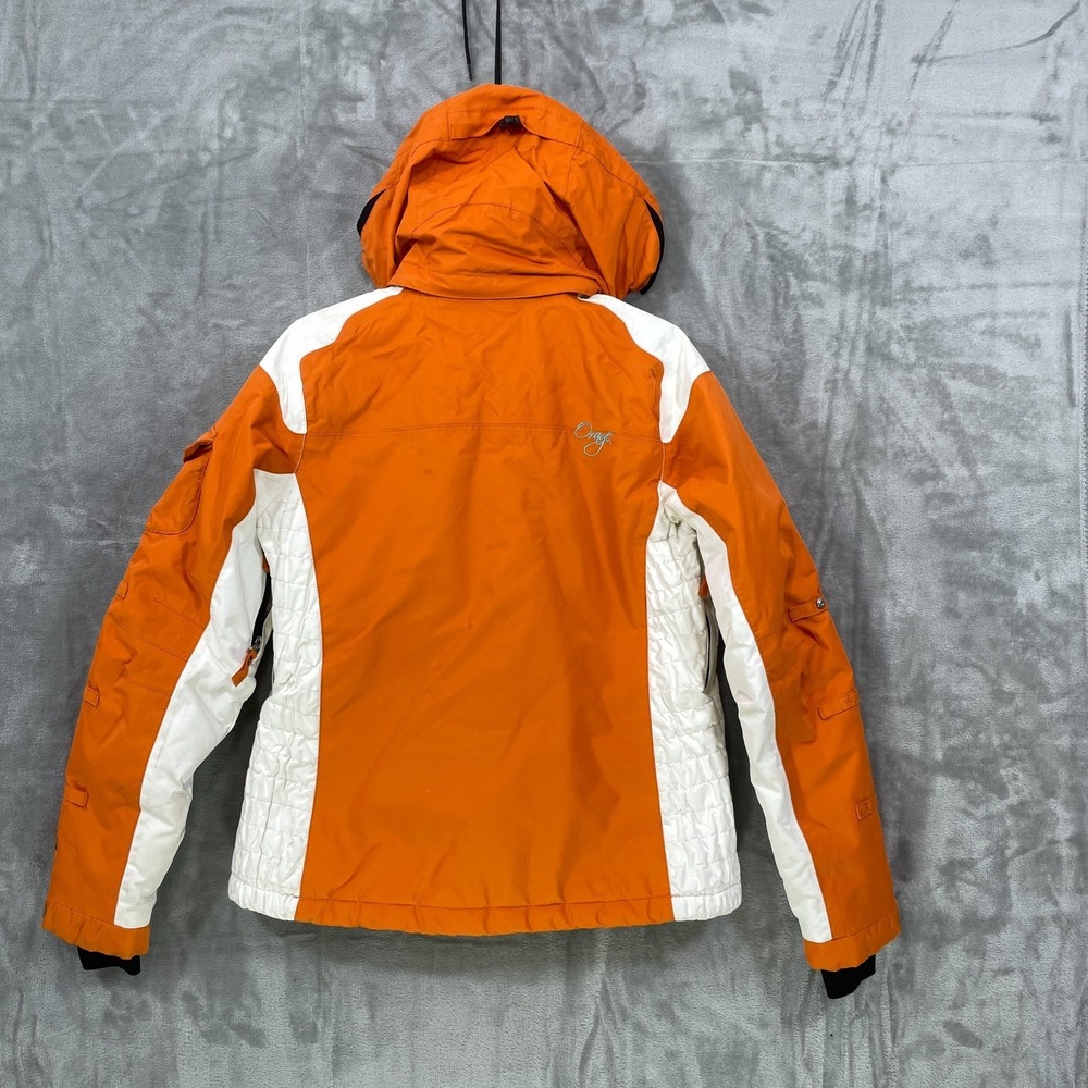 Orage Ski Snowboard Jacket Womens Small Nylon Orange Hooded Winter STAINS! - Picture 10 of 12